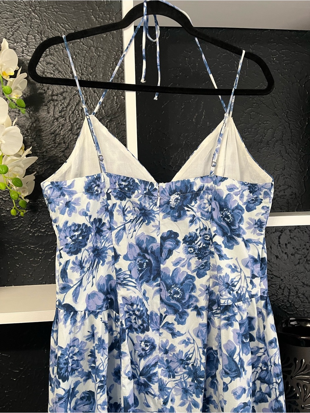 Abercrombie & Fitch White and Blue Floral Midi Dress L - Picture 4 of 7